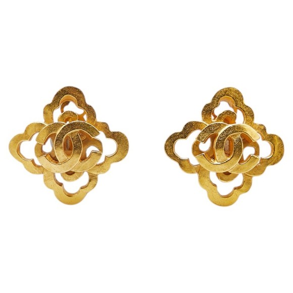 Chanel Coco Mark Gold Gold Plated earring - Picture 1 of 6